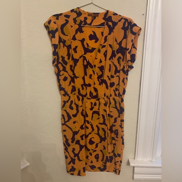 7 For All Mankind Orange and Blue Midi Dress - Picture 5 of 9